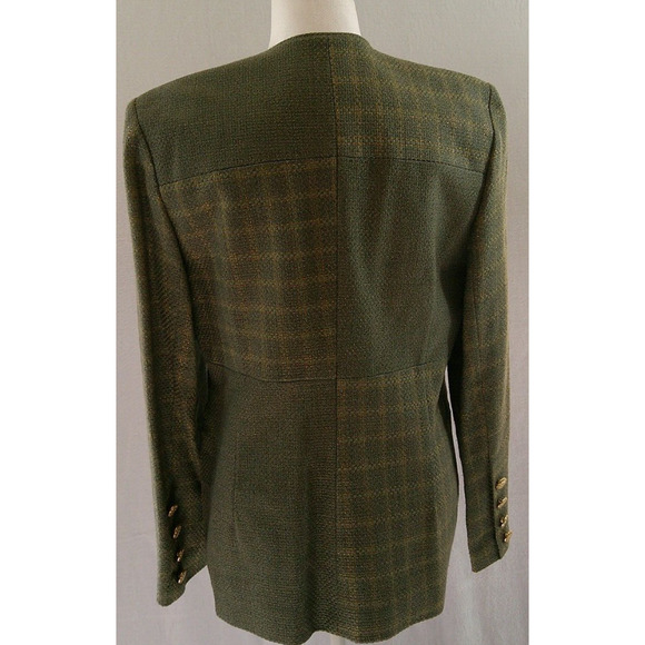 Howard Wolf Wool Blend Jacket- Green/Shimmering Gold Threading -Women's size 8 - Picture 4 of 10